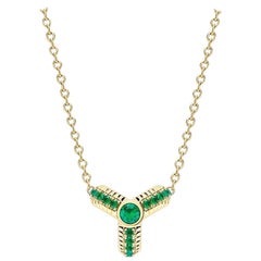 Fabergé Trio Yellow Gold Emerald Fluted Pendant