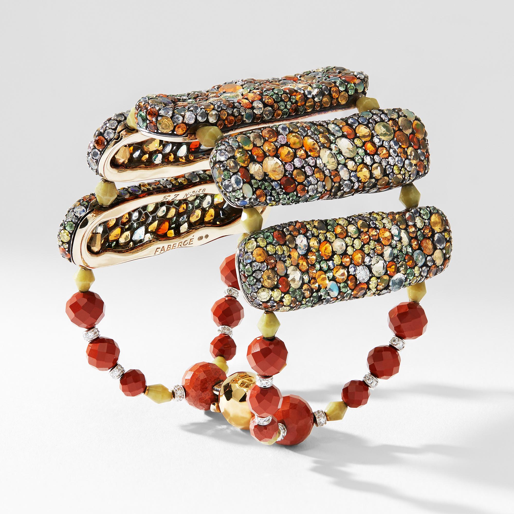 Women's Fabergé Tzigane Gold & Silver Bracelet With Coloured Diamonds & Gemstones For Sale