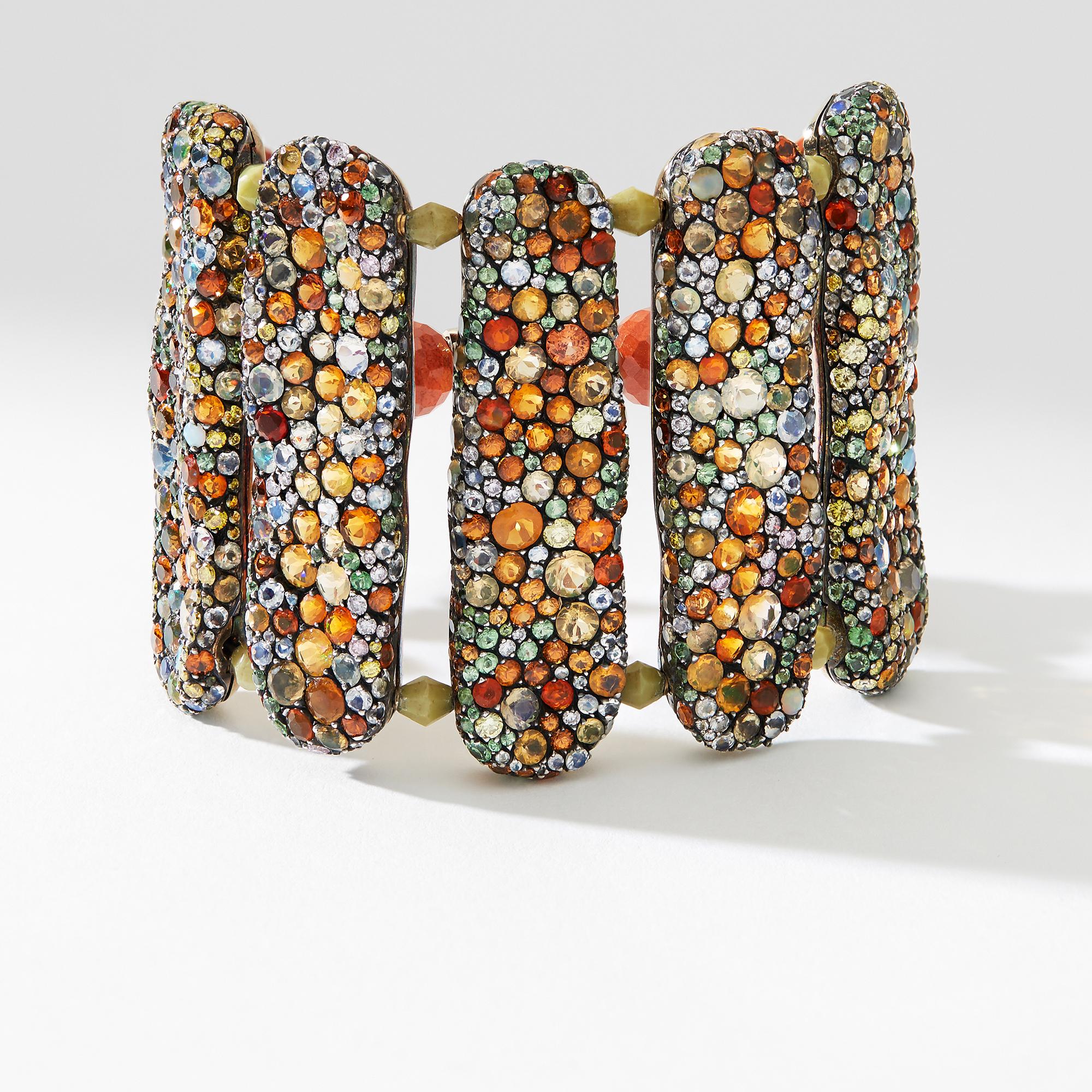 Fabergé Tzigane Gold & Silver Bracelet With Coloured Diamonds & Gemstones For Sale 2