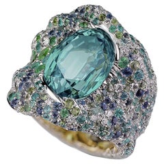 Fabergé Vagabonde 10ct Chrysoberyl Chunky Ring Diamonds in 18K Gold, US Clients