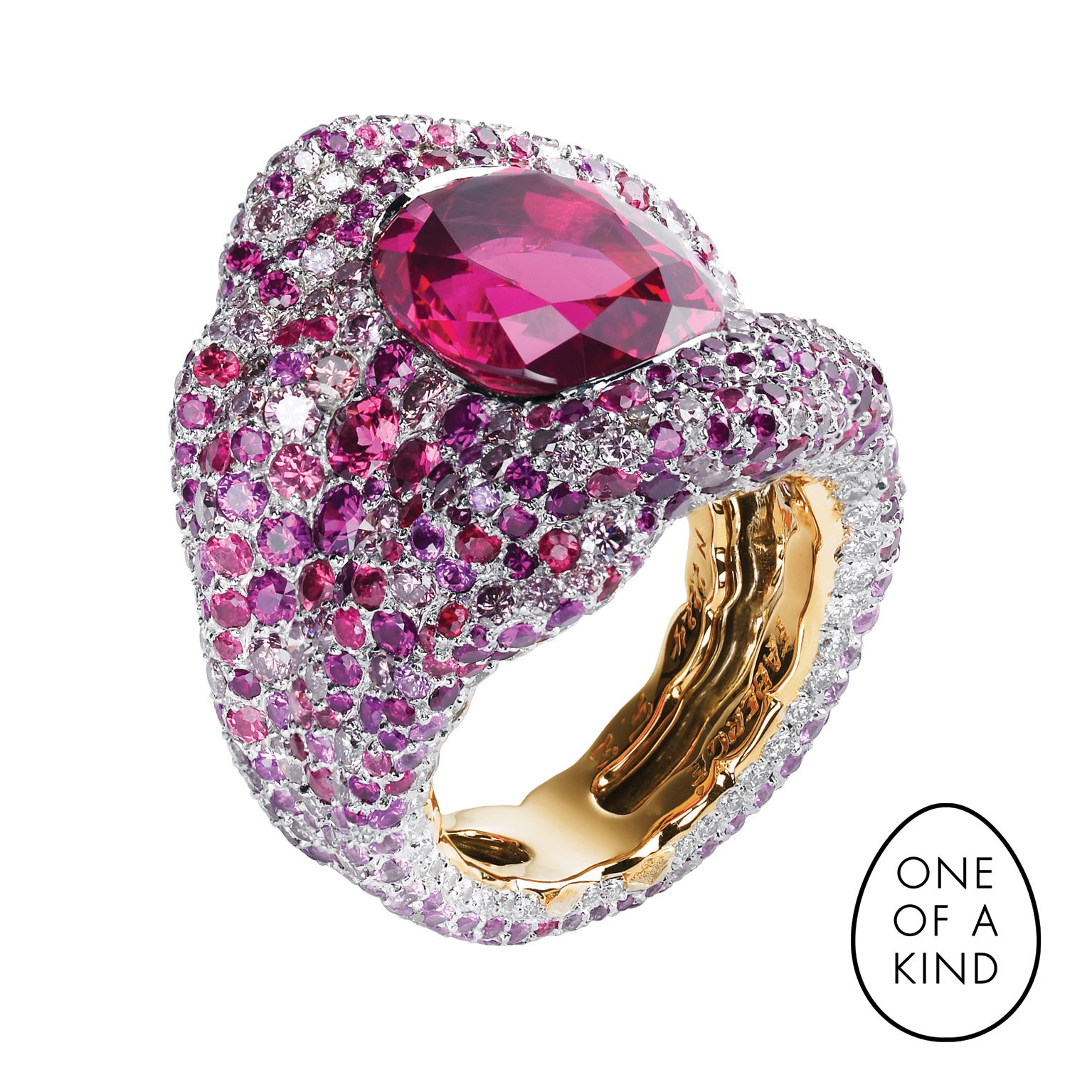 Fabergé Vagabonde 8ct Red Spinel Chunky Ring With Diamonds & Pink Gemstones For Sale