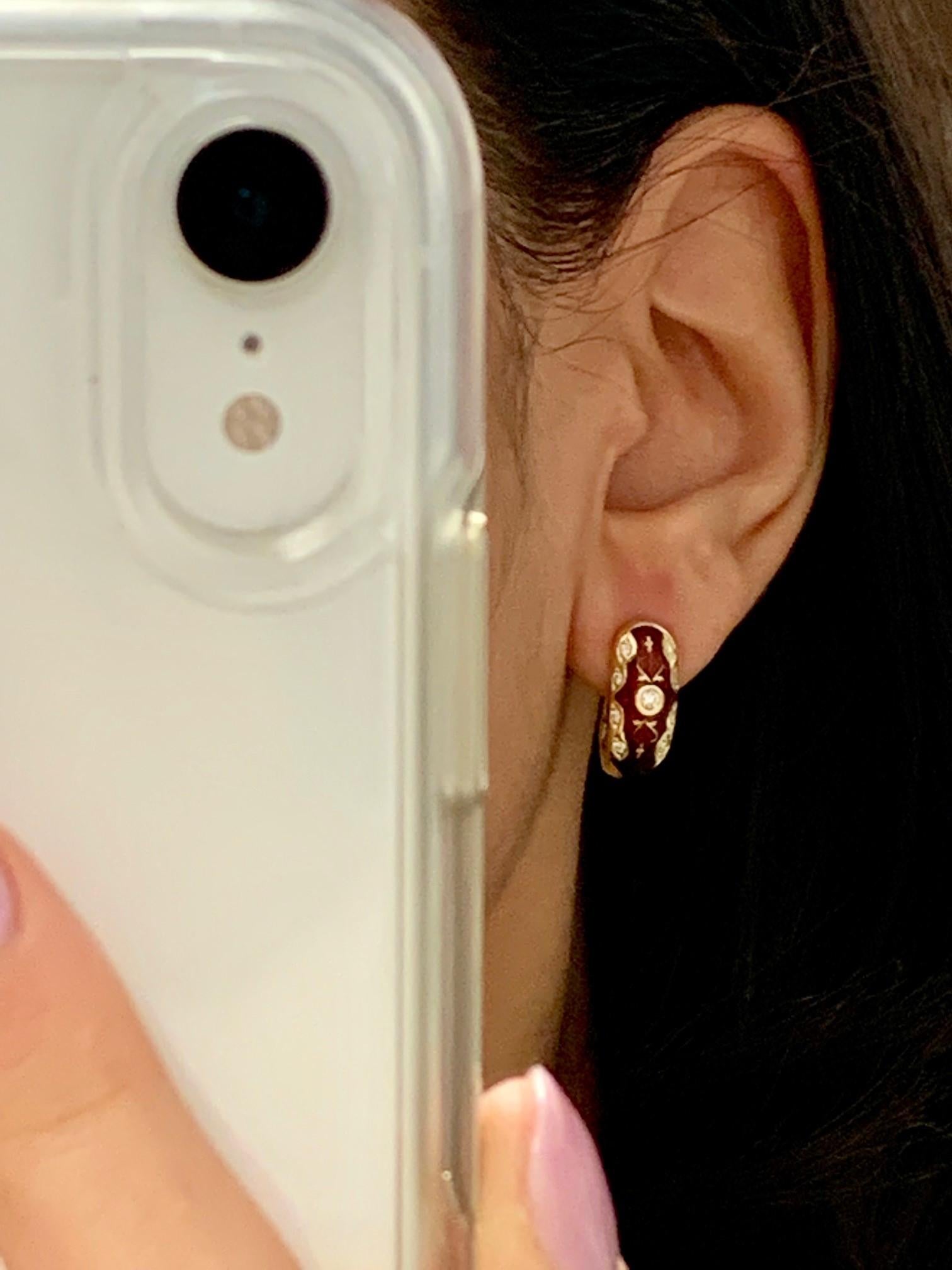 red enamel earrings