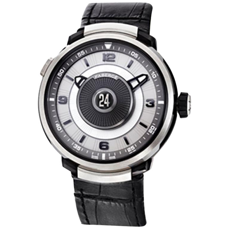 Fabergé Visionnaire DTZ 18K White Gold & Sapphire Men's Watch For Sale