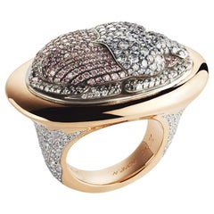 Fabergé Grey & Black Diamond Scarab Beetle Ring In 18K Rose Gold, US Clients