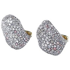 Fabergé White Rose 18K Gold & Silver Diamond Encrusted Earrings, US Clients