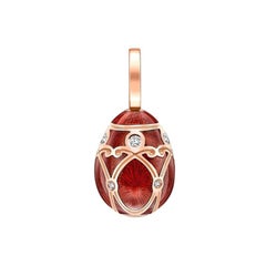 Fabergé Yelagin 18K Rose Gold Diamond Egg Charm w/ Guilloché Enamel, US Clients