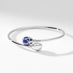 Fabergé Yelagin 18K White Gold Diamond Crossover Bracelet With Royal Blue Enamel