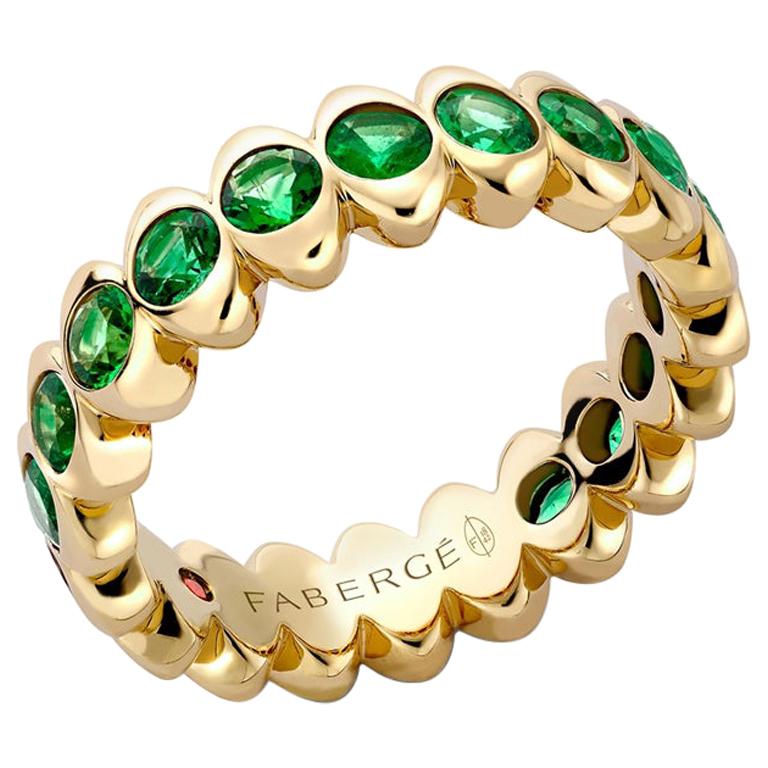 Fabergé Yellow Gold Emerald Wide Fluted Eternity Ring, US Clients For Sale