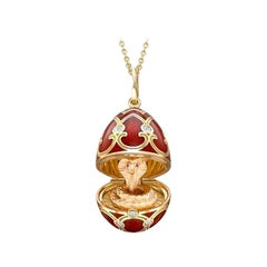 Fabergé Yellow Gold Red Guilloché Enamel Year of the Snake Locket 1151FP2507