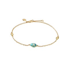Fabergé Yellow Gold Turquoise Guilloché Enamel Chain Bracelet 1317BT2388