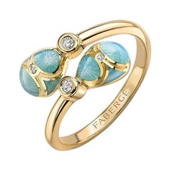 Fabergé Yellow Gold Turquoise Guilloché Enamel Crossover Ring 1137RG2108