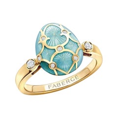 Fabergé Yellow Gold Turquoise Guilloché Enamel Egg Ring 1298RG2329