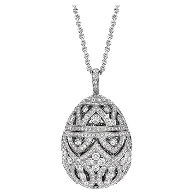 Fabergé Imperial Zenya White Gold & Diamond Egg Pendant For Sale