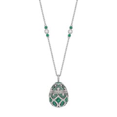 Fabergé Imperial Zenya White Gold & Emerald Egg Pendant