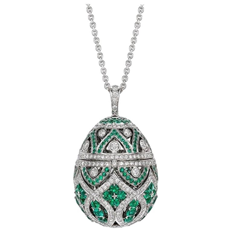 Fabergé Imperial Zenya White Gold and Emerald Egg Pendant For Sale at  1stDibs | egg pendant necklace