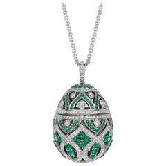 Fabergé Imperial Zenya White Gold & Emerald Egg Pendant