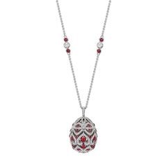 Fabergé Imperial Zenya White Gold & Ruby Egg Pendant