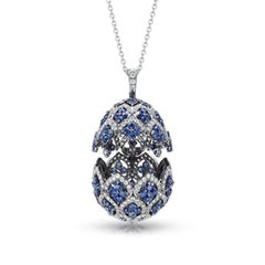 Fabergé Imperial Zenya White Gold & Blue Sapphire Egg Pendant