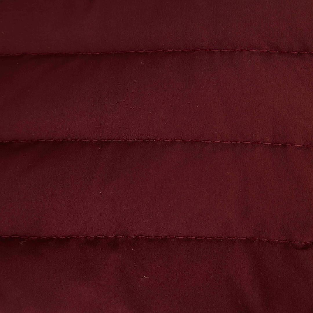 Black Fabi Burgundy Quilted Long Puffer Fur Trim Coat Size L For Sale
