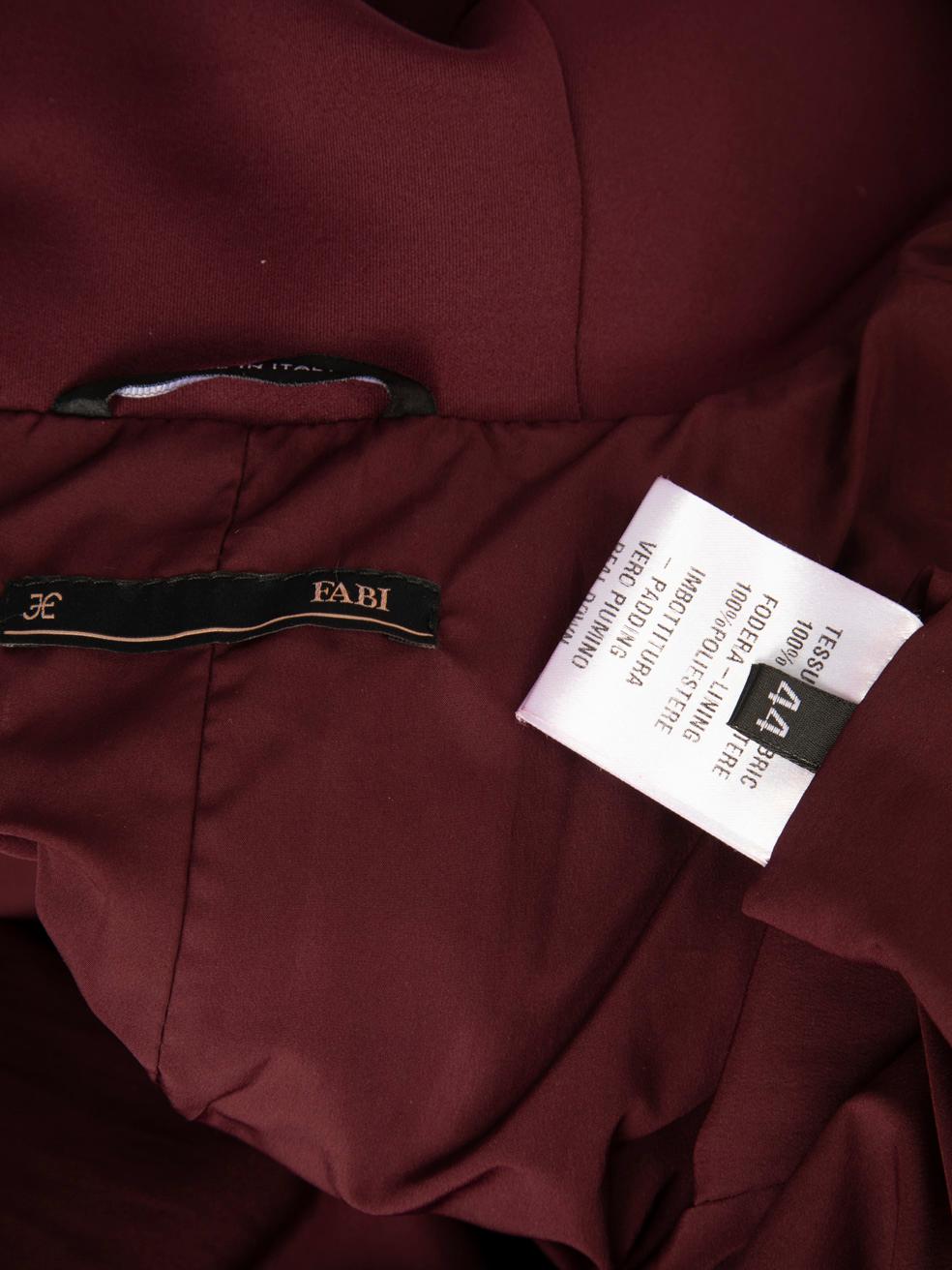 Women's Fabi Burgundy Quilted Long Puffer Fur Trim Coat Size L For Sale