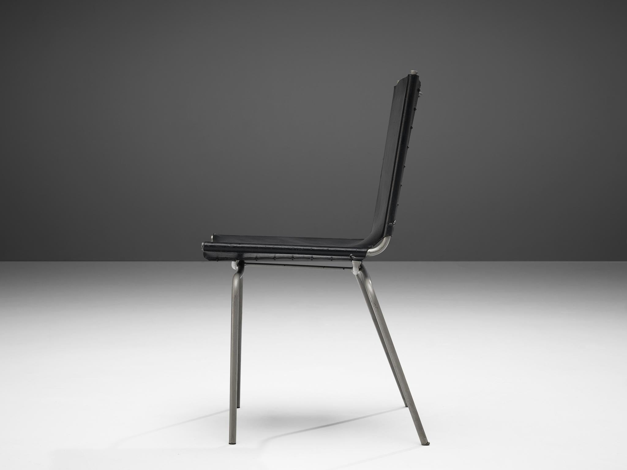 Fabiaan Van Severen Dining Chairs in Black Leather For Sale 4