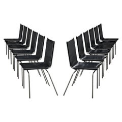 Used Fabiaan Van Severen Set of Dining Chairs in Black Leather