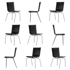 Retro Fabiaan Van Severen Dining Chairs in Black Leather