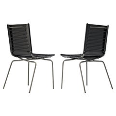 fabian van severen Fabiaan Van Severen Pair of Dining Chairs in Black Leather