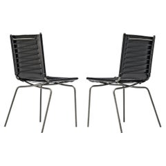 Fabiaan Van Severen Pair of Dining Chairs in Patinated Black Leather