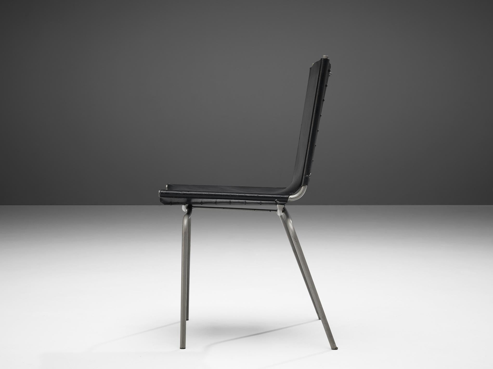 Fabiaan Van Severen Set of Dining Chairs in Patinated Black Leather 8