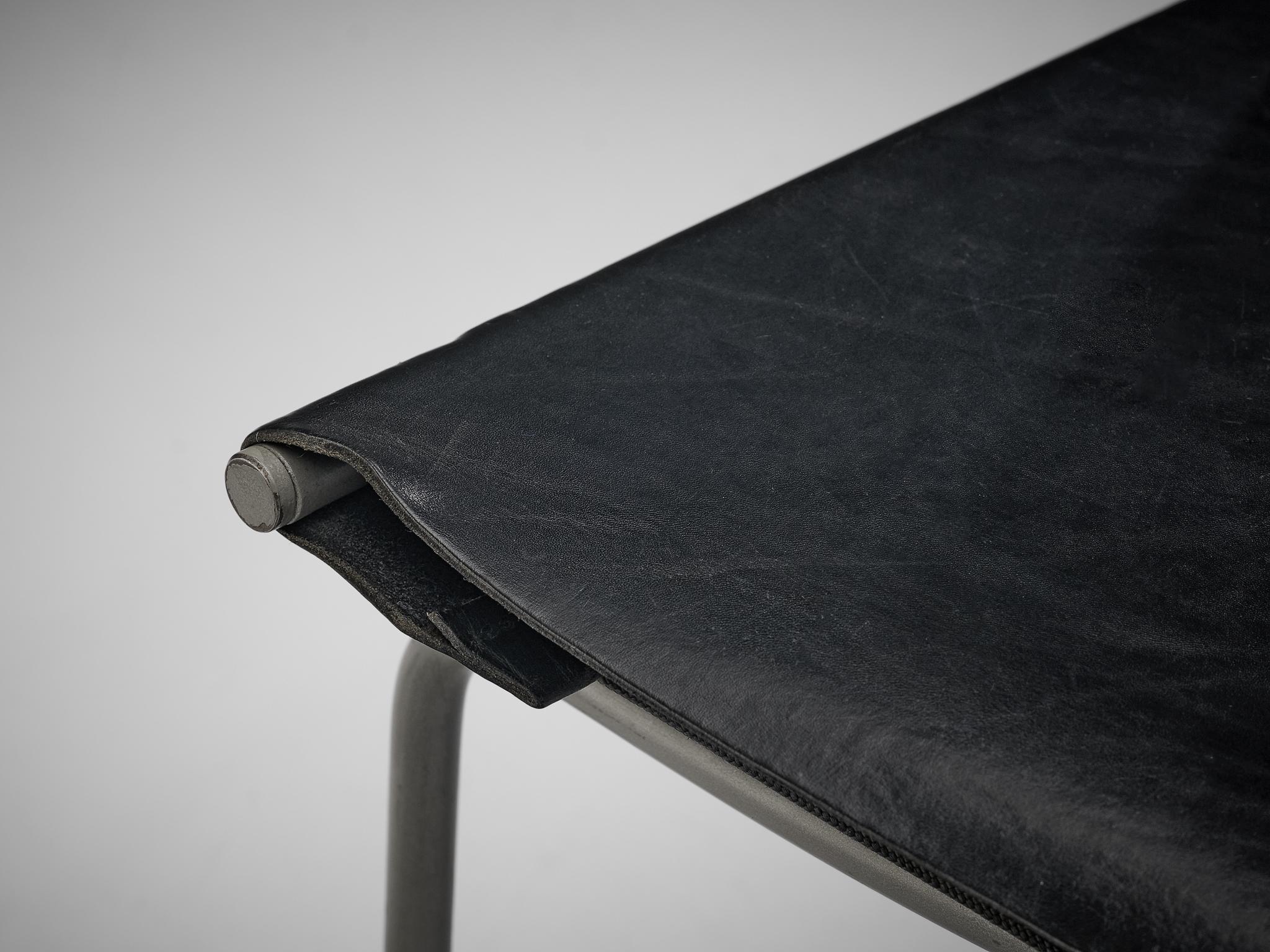 Fabiaan Van Severen Set of Dining Chairs in Patinated Black Leather 2