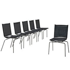 Used Fabiaan Van Severen Dining Chairs in Black Leather