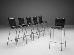 Fabiaan Van Severen Tabourets de bar en cuir noir patiné