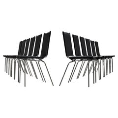 Fabiaan Van Severen Set of Twelve Dining Chairs in Black Leather