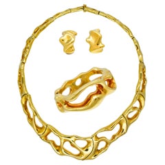 Fabian 18k Yellow Gold Necklace, Bracelet, and Earrings Suite.