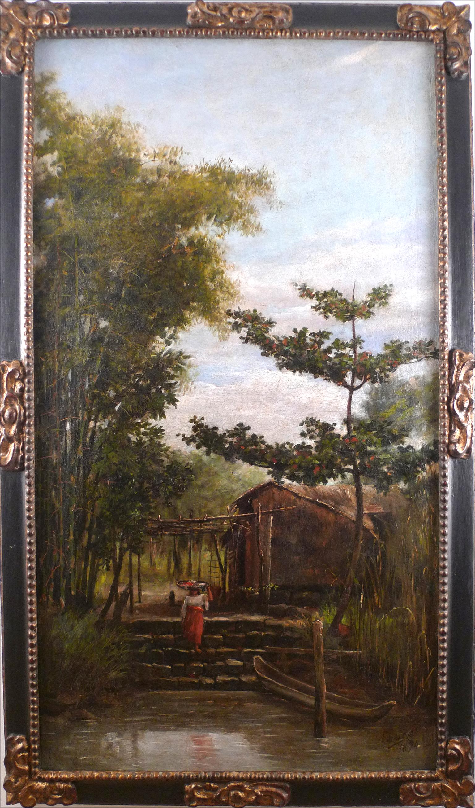 "Ragazza filippina che scende i gradini", XIX secolo dell'artista Fabian de la Rosa