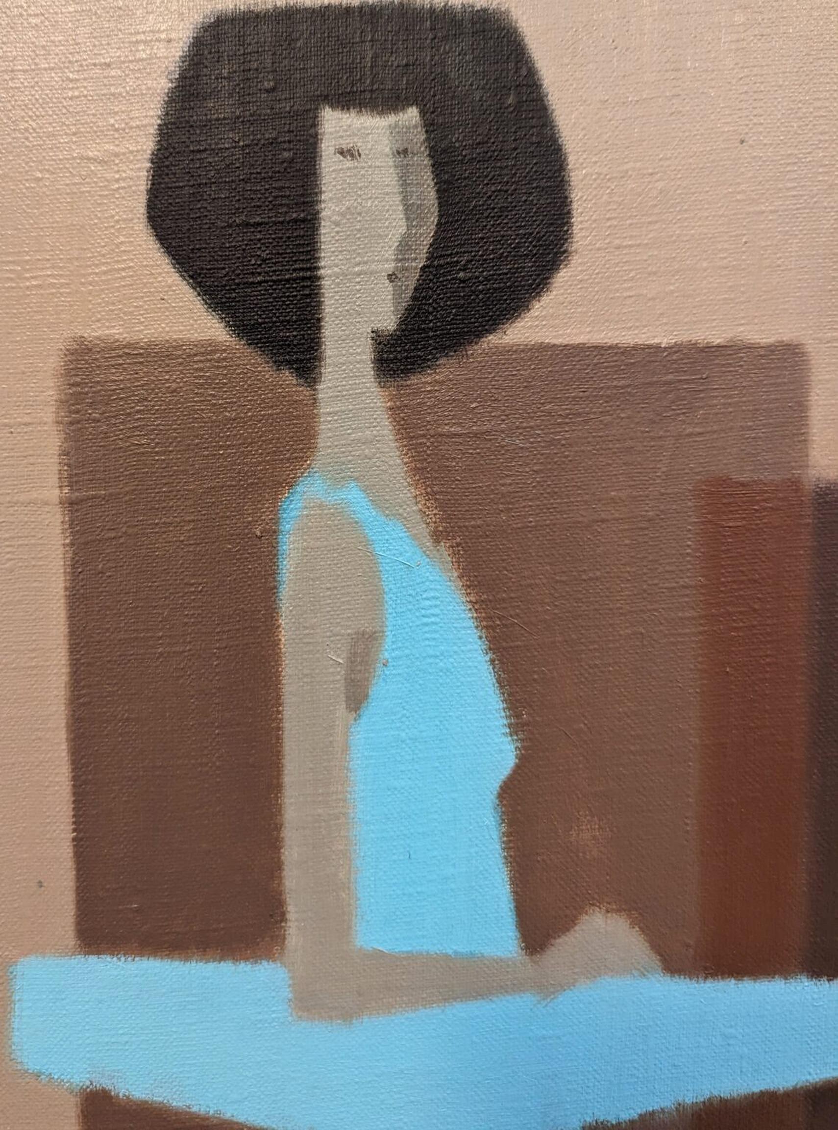 Figuratives Ölgemälde aus der Mitte des Jahrhunderts, Fabian Lundqvist – Blaue Ballerinas 8