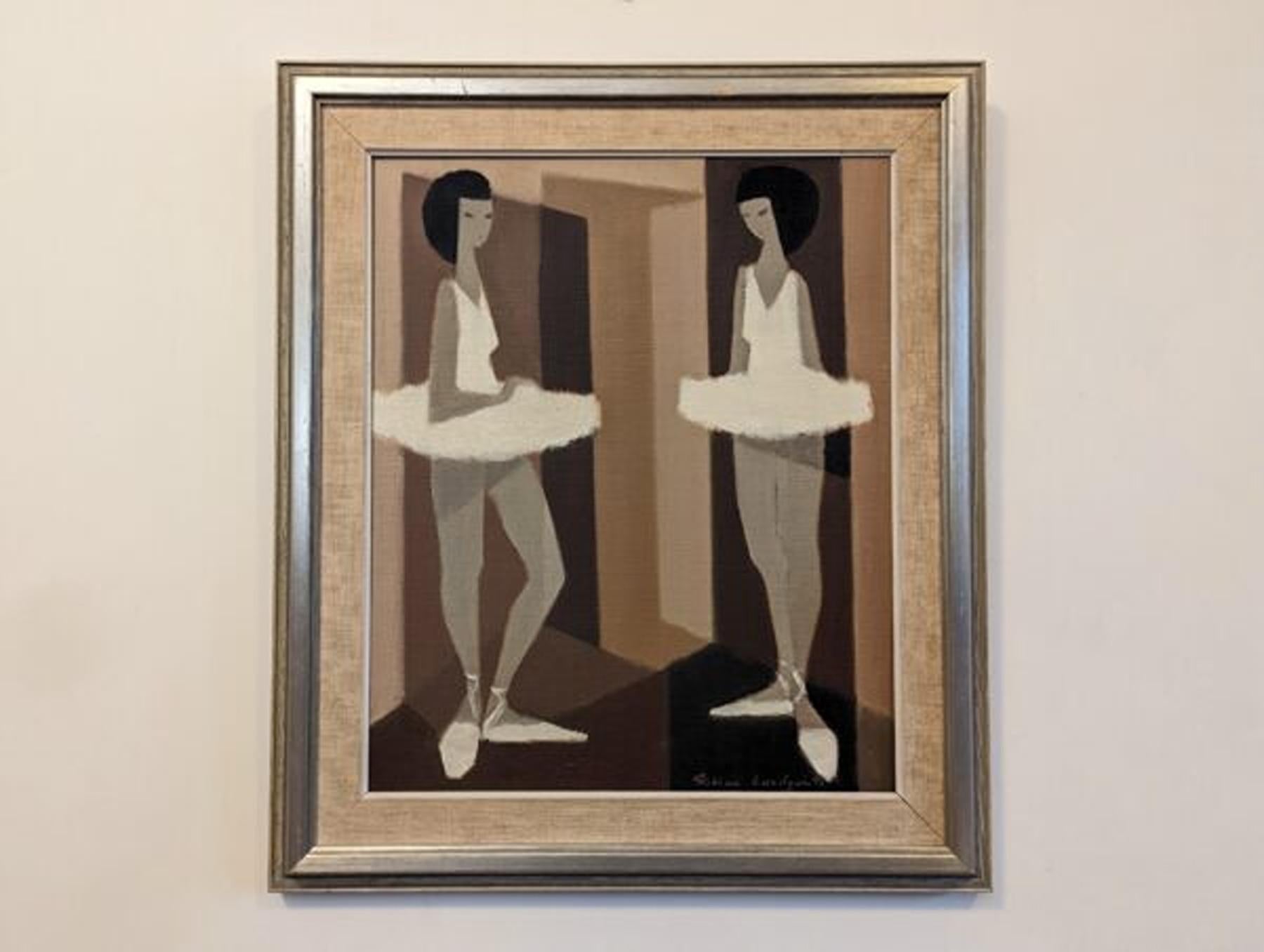 Mid-Century Figurative Oil Painting, Fabian Lundqvist - Modernist Ballerinas For Sale 10