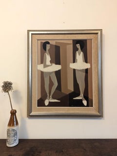 Mid-Century Figurative Oil Painting, Fabian Lundqvist - Modernist Ballerinas