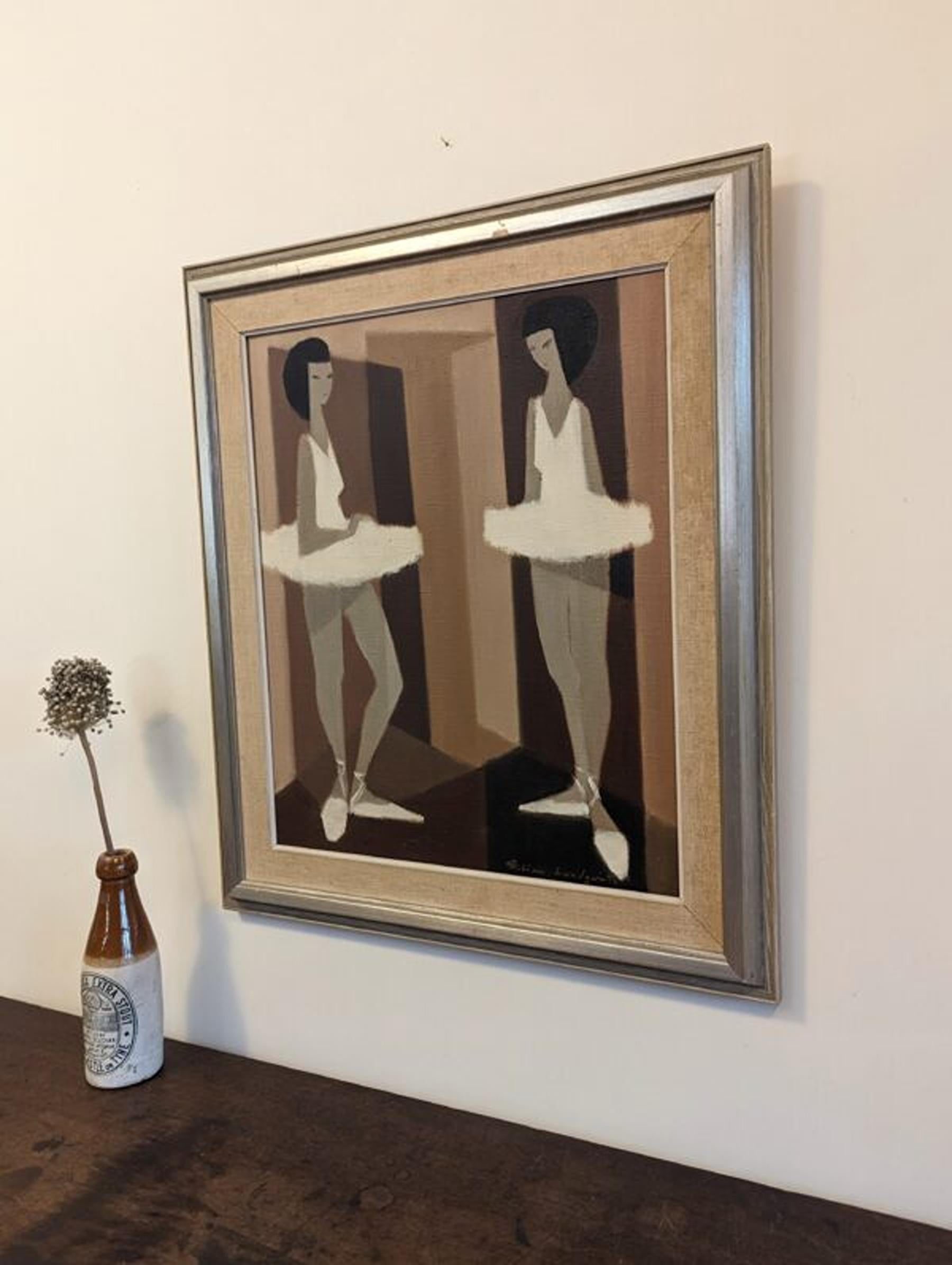 Mid-Century Figurative Oil Painting, Fabian Lundqvist - Modernist Ballerinas For Sale 1