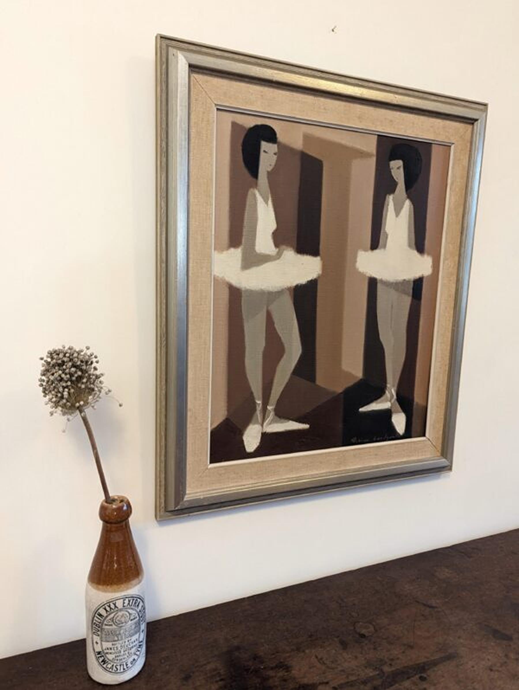 Mid-Century Figurative Oil Painting, Fabian Lundqvist - Modernist Ballerinas For Sale 2
