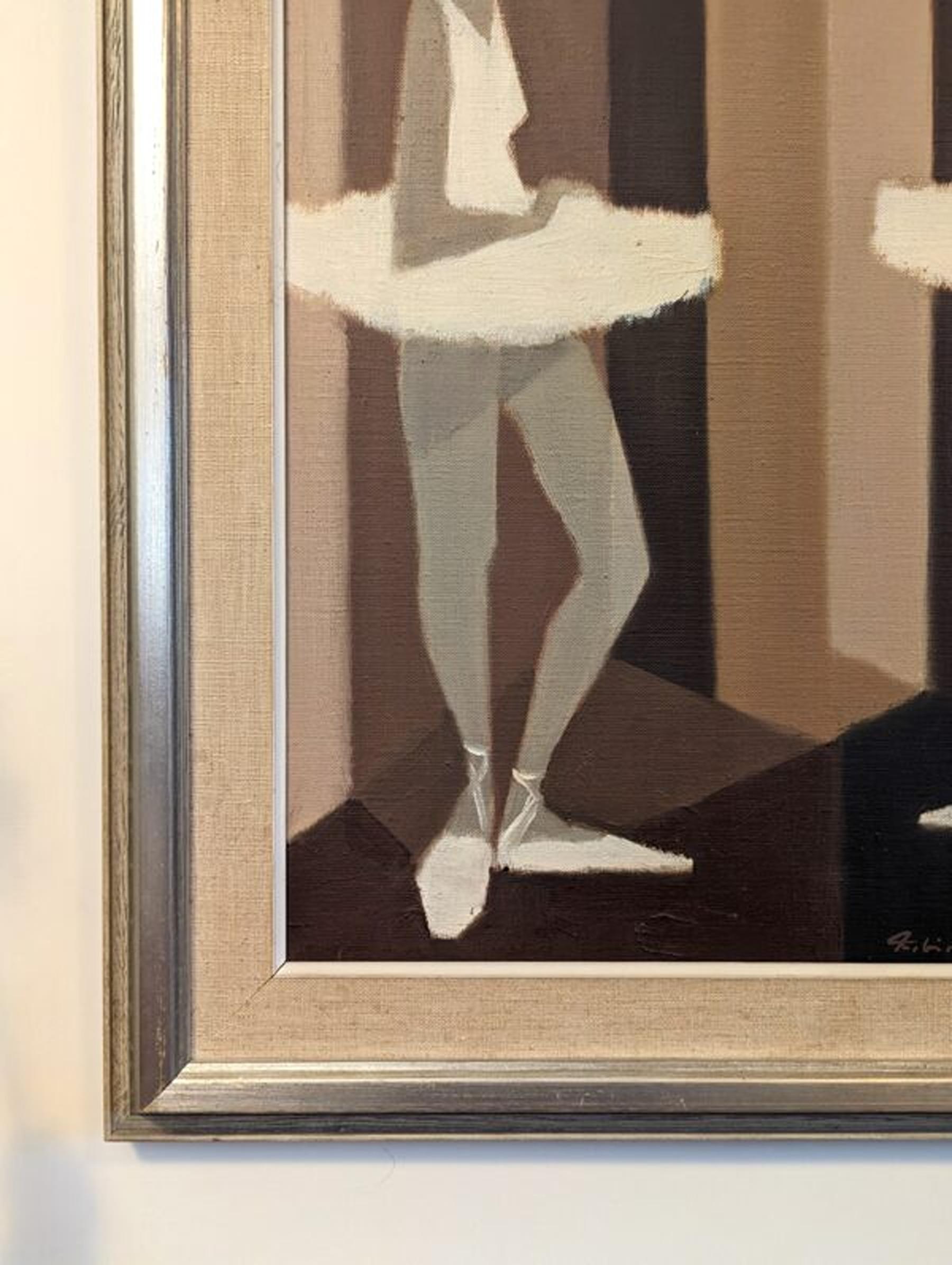 Mid-Century Figurative Oil Painting, Fabian Lundqvist - Modernist Ballerinas For Sale 4