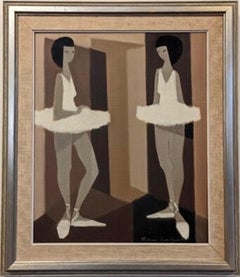 Vintage Mid-Century Figurative Oil Painting, Fabian Lundqvist - Modernist Ballerinas