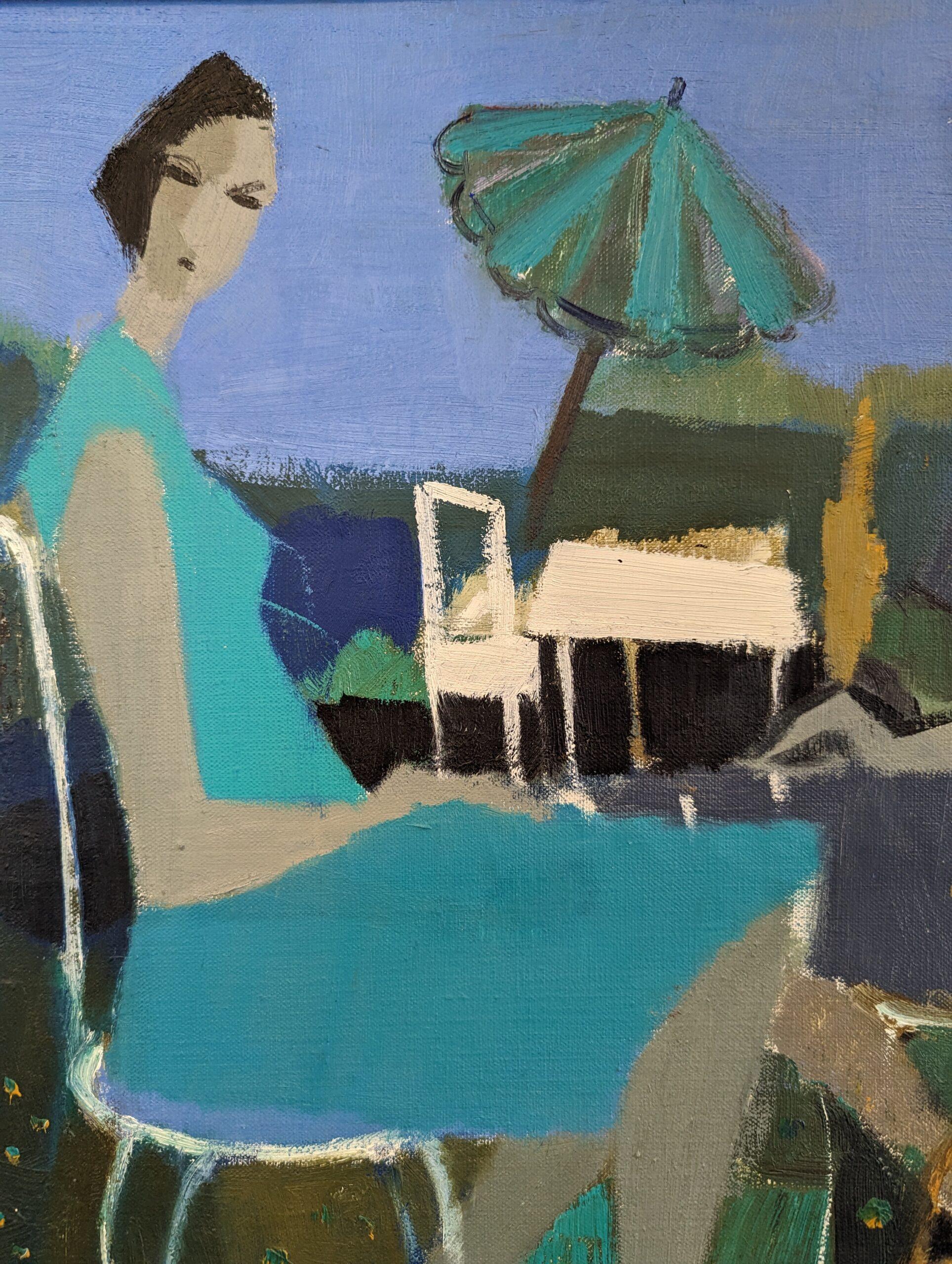 Peinture à l'huile figurative moderne du milieu du siècle dernier, Fabian Lundqvist - Vacation au jardin en vente 10