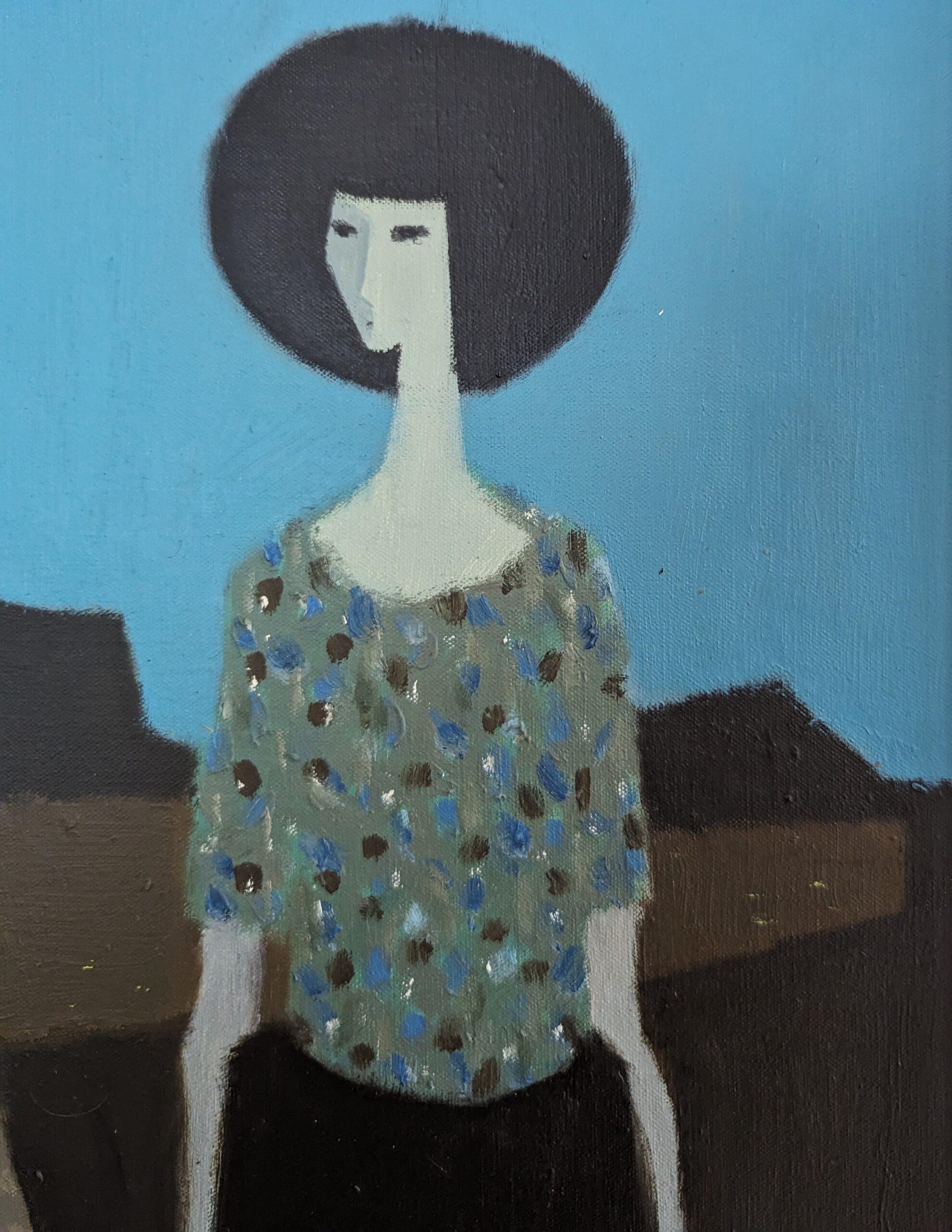 Mid-Century Modern Figurative Oil Painting, Fabian Lundqvist - Ladies at Dawn 9