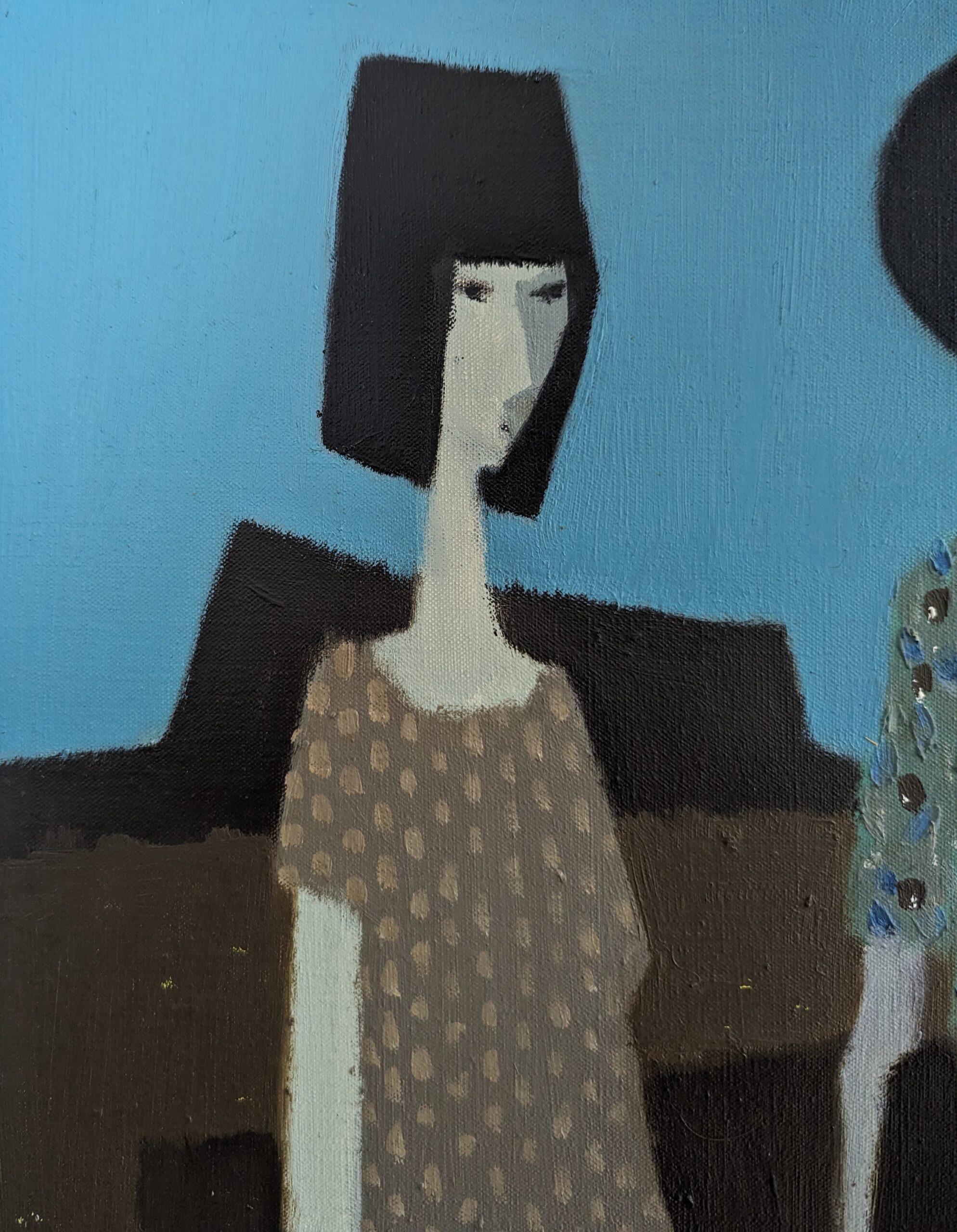 Mid-Century Modern Figurative Oil Painting, Fabian Lundqvist - Ladies at Dawn 10