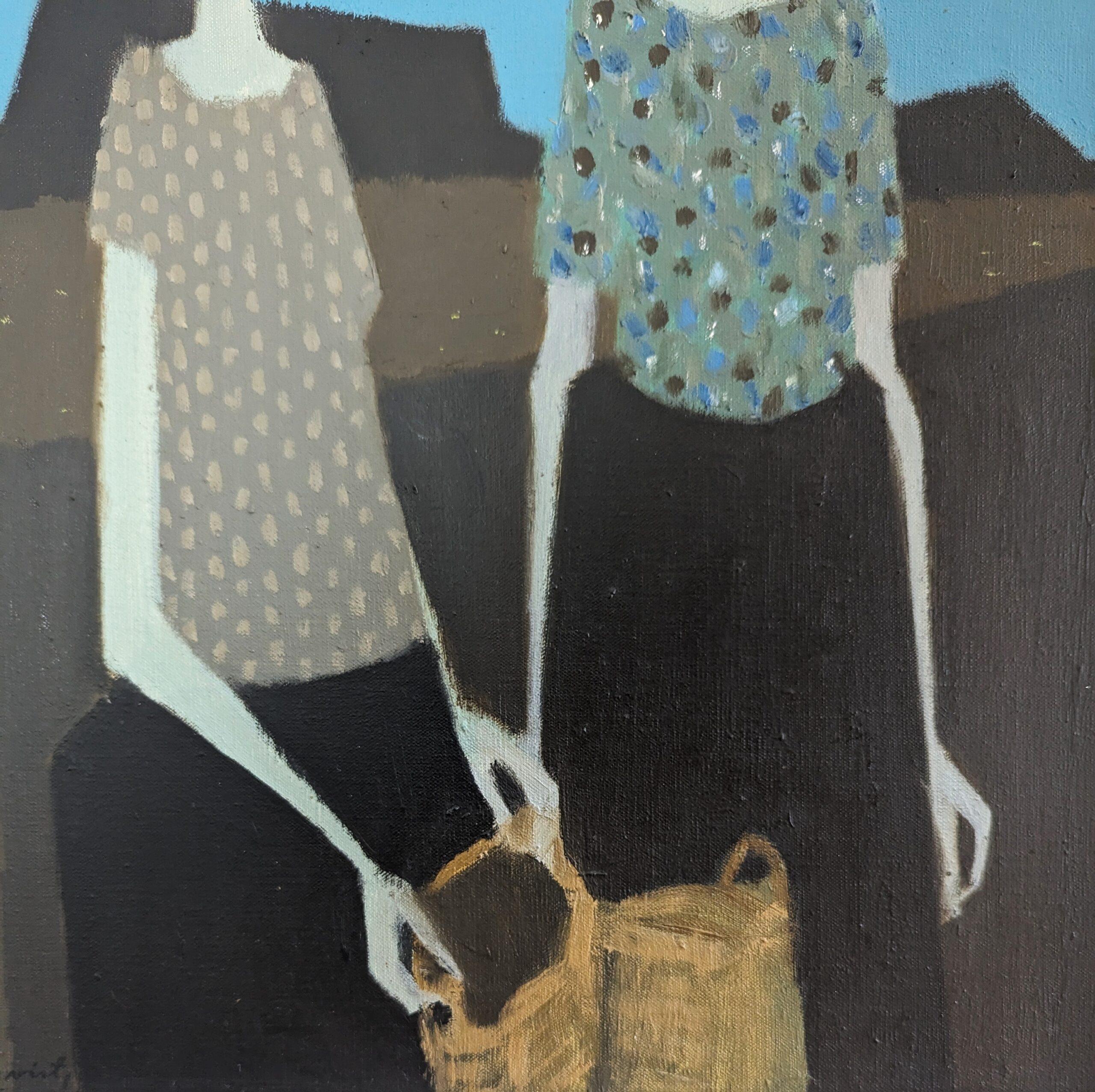 Mid-Century Modern Figurative Oil Painting, Fabian Lundqvist - Ladies at Dawn 11