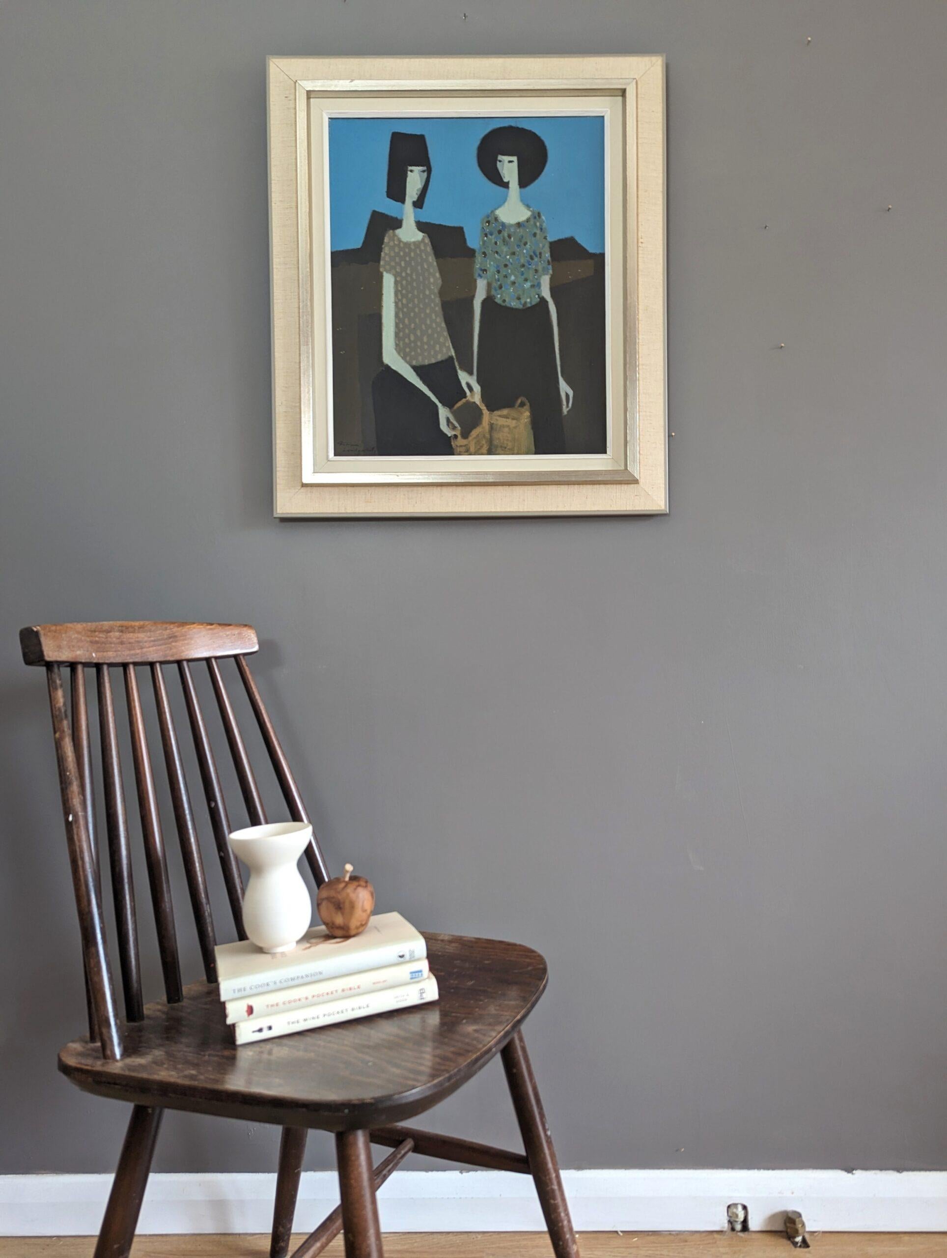 Mid-Century Modern Figurative Oil Painting, Fabian Lundqvist - Ladies at Dawn 2