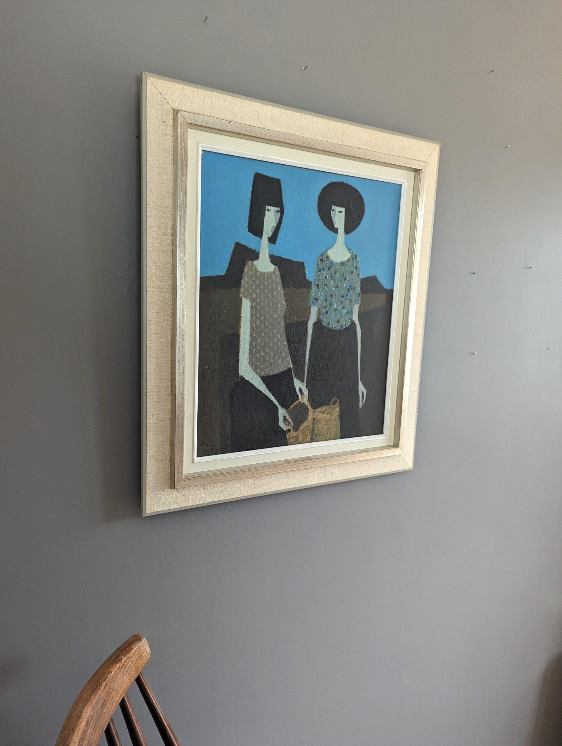 Mid-Century Modern Figurative Oil Painting, Fabian Lundqvist - Ladies at Dawn 3