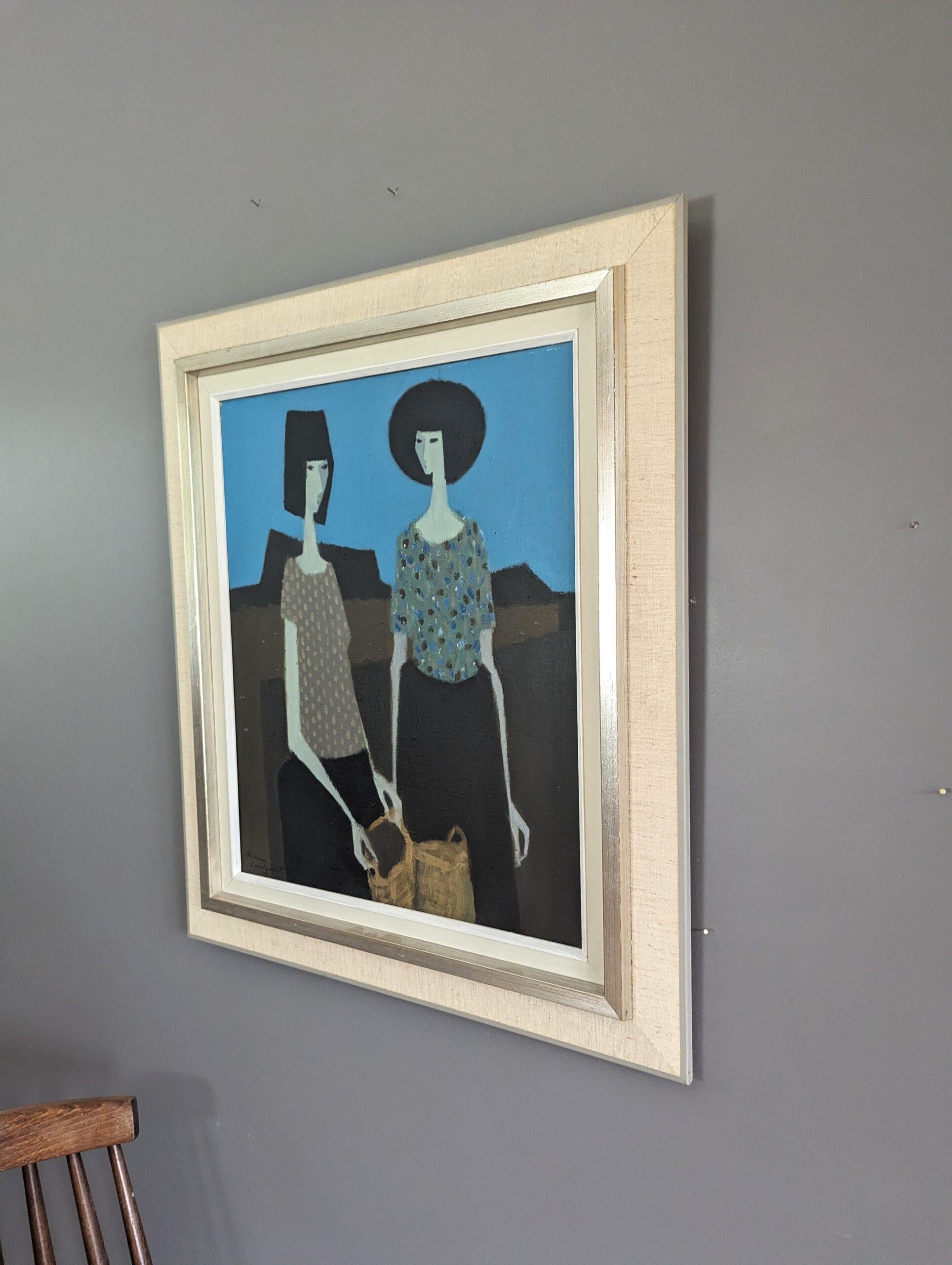 Mid-Century Modern Figurative Oil Painting, Fabian Lundqvist - Ladies at Dawn 4